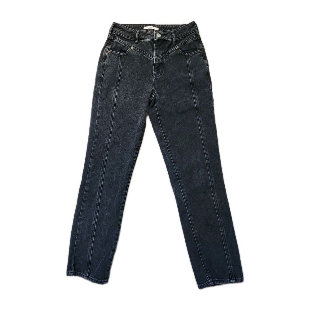 PacSun Mom Jeans High Rise Black Washed Straight Leg Denim Cotton Sz 24 EUC